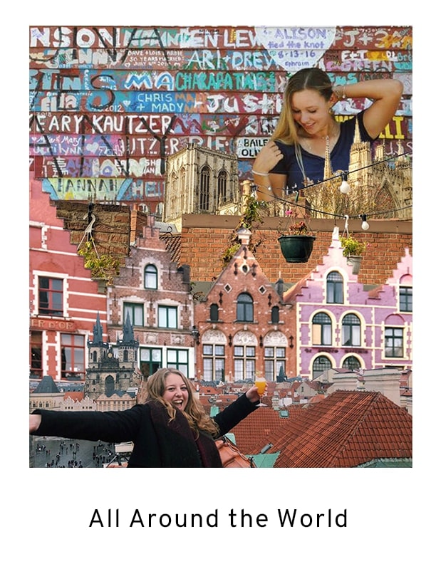 All around the world highlights friends during their study abroad adventures.